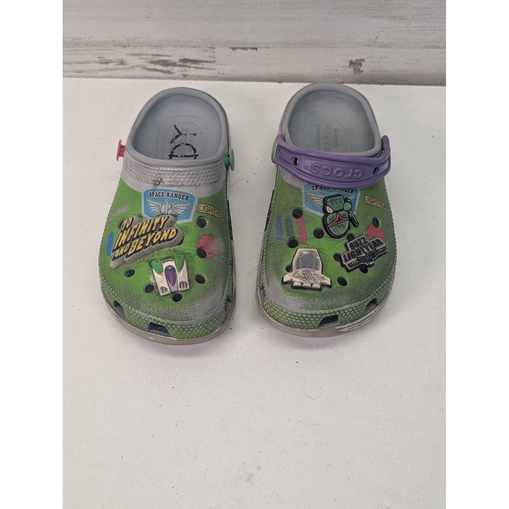Crocs Clogs Kids Size 13 Green Buzz Lightyear Toy Story Disney Slip On